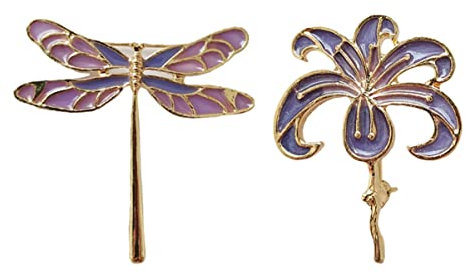 Healeved Lot de 2 Broches Libellule et Fleur Élégantes en Broches Délicates pour Vêtements Accessoire de Mode Style Vintage Légères et