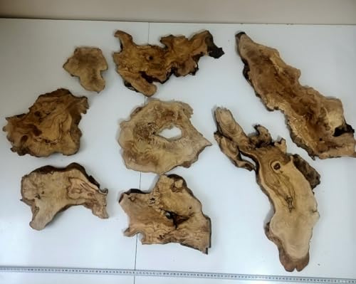 Burl Wood Live Edge Olive Wood Slab set with 8pcs for Epoxy Projects, Ready for Resin Table (16 Pcs Set)