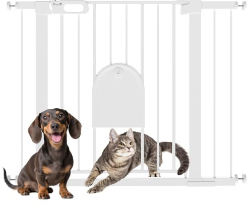 PawHut Türschutzgitter Klemmbefestigung für Hunde 75-103 x 76 cm Weiß | Treppenschutzgitter, Hunde Absperrgitter, Schutzgitter für Haustier, Hundegitter, Stahl