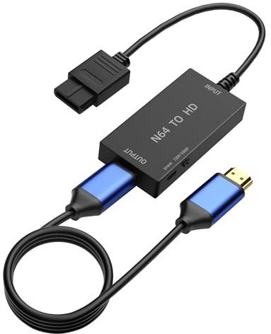 TriverseTech HDMI Converter for N64, Gamecube, SFC & SNES – Convert S-Video to HDMI (Cleaner Output Than RCA Composite) – Plug & Play Adapter with 1.5m HDMI Cable, No External Power Required