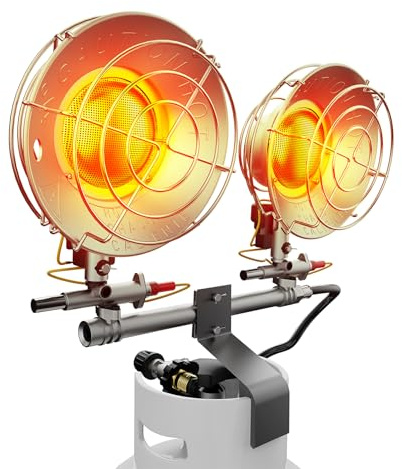 QIOMALA 30000 BTU Outdoor Propane Heater, Dual Tank Top Cordless Radiant Gas Heater, Tip-Over Protection, Safety Shut-off Valve for Patio Camping Fishing
