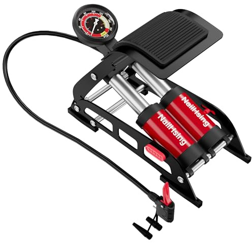 NailHsing Foot Pump with 160 PSI Precision Pressure Gauge bicycle floor pump Suitable for Balls Bicycles Scooters Motorcycles Cars Inflatable Toys Ball Sports and Inflatable Products