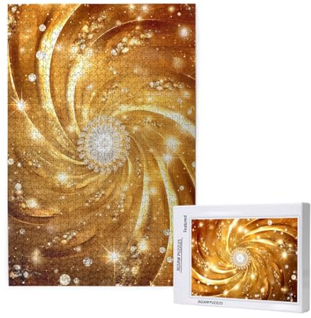Abstract Jigsaw Puzzles for Adults 5000 Gold Puzzle, Wooden Puzzles for Adults with Gift Box, Impossible Puzzle, Challenging High Difficulty Family Activity, Gifts for Men Women,105x156 cm, p1032t