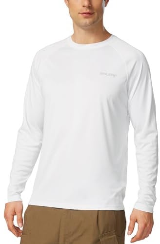 baleaf UV Shirt Herren Wasser UV-Schutz UPF 50+ Rashguard Sonnenschutz Langarm Shirt Weiß XL