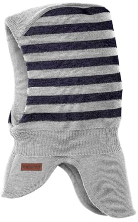 maximo Mini-Schlupfmütze, Windstopper 2-farb-Ringel Made in Germany 55 Graumeliert/Marine