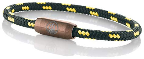 Maritimes Seemannsgarn Segeltau Armband Usedom schwarz-gelb 4mm, Leutnant (braun), XL - Gelenkumfang von 18 cm bis 21 cm