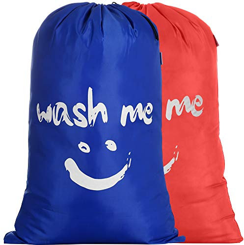 IHOMAGIC 2Pack Wäschesack Reise 120L Schmutzwäsche Wäschesammler Wäschetasche Wäschebeutel Groß Faltbarer Wäschekorb Wäschetonne Wäschebehälter 420D Stoff Für Reise Waschküche Orange/Dunkelblau