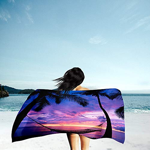 Surwin Telo Mare Grande, Asciugamano da Spiaggia in 100% Microfibra - Asciugamano Asciuga Rapidamente, Albero di cocco Stampa Multi Telo Mare per Estate Bagno Viaggi (Shaker,80x160cm)