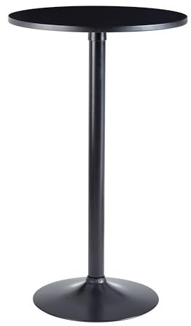 FineBuy Design Bartisch Schwarz Stehtisch Ø 60 cm Metall/Holz, Partytisch Bistrotisch 100 cm Hoch, Messetisch Modern