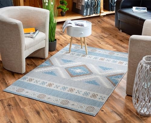 Domdeco In- und Outdoor-Teppich Cool Nordic Pattern 120x170cm aus Kunststoff für Innen und Außen