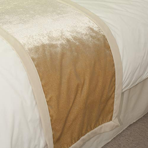 McAlister Textiles Glänzender Samt | Bettläufer 50cm x 165cm in Champagner Gold | Decke für Sofa, Bett, Sessel in luxuriösem Designer Plüsch