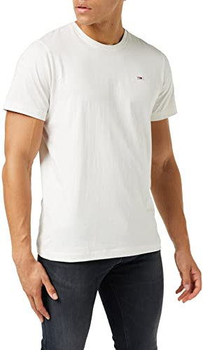 Tommy Jeans Homme Tjm Slim Jersey Neck Ext Dm0dm09598 Hauts En Tricot À Manches Courtes, Blanc (White), L EU