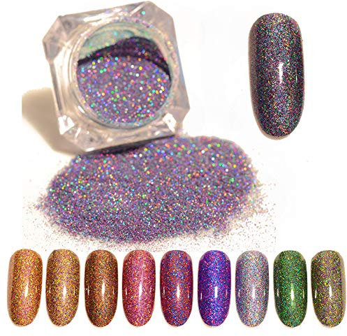 Ruluti 1 Box Sternenry Holographisches Nagelglitter Powder Holo DURCH Manicure Nagel Kunst Flitter PULVERDOCKING