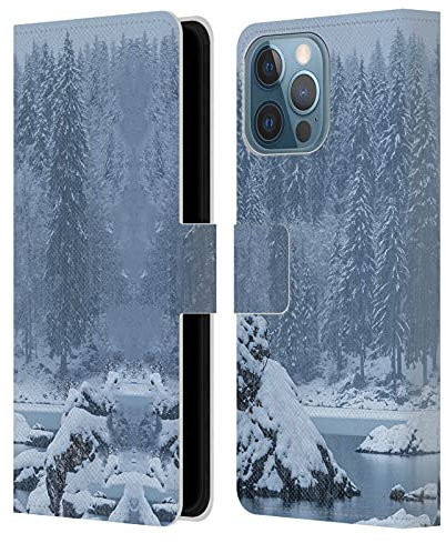 Head Case Designs Offizielle Zugelassen Patrik Lovrin Starker Schneefall Magische Seen Leder Brieftaschen Handyhülle Hülle Huelle kompatibel mit Apple iPhone 13 Pro Max