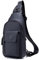 Herren-Schultertasche, echtes Leder, Tagesrucksack, leger, mehrere Taschen, Crossbody-Brusttasche, Reisen, Wandern, schwarz,