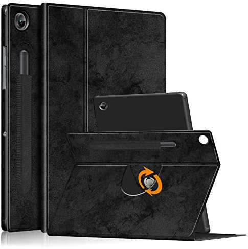 DINGGUAGUA Rotierende Hülle für Samsung Galaxy Tab A8 10.5 2021 SM-X200/X205 Tablette Schutzhülle 360° Drehbar Stände Multi-Winkel mit Stifthalter,Schwarz