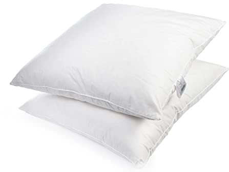 H&F Heimtextilien 2er Set Premium Qualität | Kopfkissen 80x80 cm | Füllung: 1000 Gramm Federn, Gänsefedern | 100% Natur Kissen | Bezug: 100% Baumwolle | Federkissen 80 x 80 cm