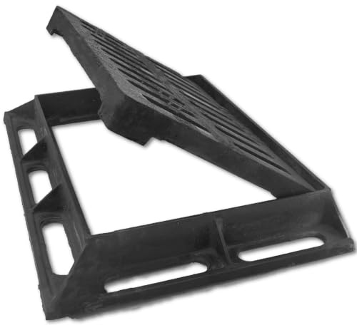 MOSINSBO Cast Iron Drain Grate and Frame, Clear Opening 280 x 180 mm | B125 Heavy-Duty Outdoor Trench Drainage, Black Metal Sewer Cover for Garage, Yard and Surface Water Control, Rectangle
