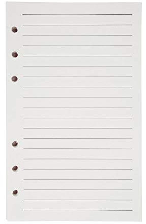 Ailifly Nachfüllbares Papier mit 6 Löchern, für Vintage-Leder, Schreibtagebuch, Tagebuch, Spiralnotizbuch (21,6 cm (A5), linierte Linien, weißes Papier, 2 Stück