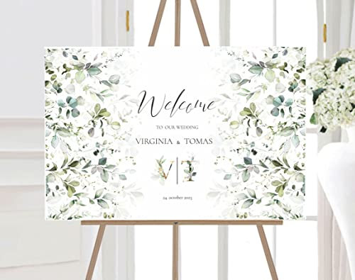 Manschin Laserdesign Willkommensschild Aluverbund personalisiert - Made in Germany - Welcome Willkommen Schild für Hochzeit (45x30cm)