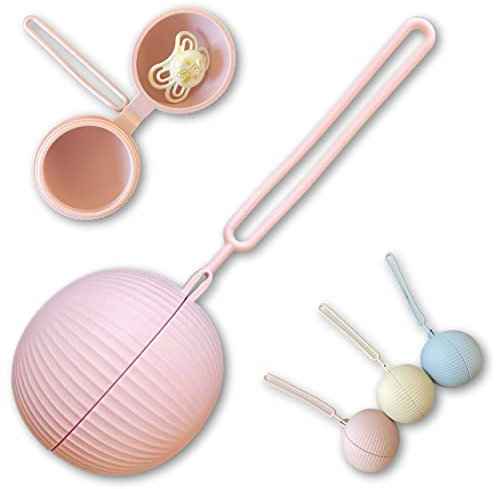 Boite a tetine bebe Rose accessoire porte sucette silicone qualité alimentaire Attache sac à langer poussette. Peut contenir 3 sucettes parfait cadeau liste de naissance matériel bébé indispensable