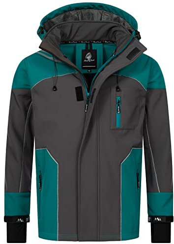 Rock Creek Herren Softshell Jacke Outdoor Jacke Windbreaker Übergangsjacke Anorak Kapuze Regenjacke Winterjacke Herrenjacke Jacket H-312 Dunkeltürkis L