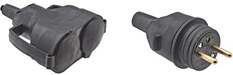 Connecteur electrique - Adaptateur prise - Prise Plate - Raccord electrique & Prise electrique male - Fiche electrique - Prise male - Prise male 220 V - Fiche Male Caoutchouc Broche D.4.8mm Noir