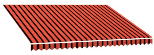 puraday Markisen Ersatzstoff 3,5x2,5 m Markisenbespannung Orange und Braun Markiesenstoff Wasserdicht Polyester mit PU-Beschichtung