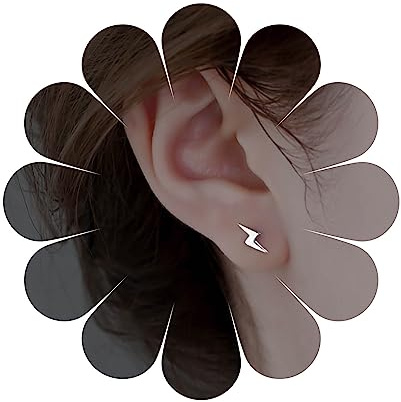 Yienate Unisex Blitz Bolzen Ohrringe Vintage Silber Blitz Bolzen Bar Ohrringe Aussage Blitz Donner Ohrringe Minimalistisch Blitz Geometrische Ohrringe Schmuck Für Frauen Und Mädchen