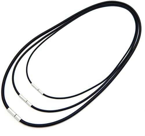 Aleasha Multilayer Rubber Necklace for Women Black Rope Necklace Adjustable | Black elastic rope