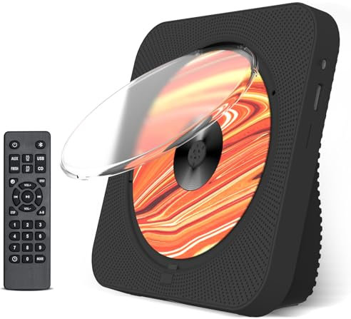 Liphier Lecteur CD Portable lipier avec Haut - parleurs HiFi - Lecteur CD Multifonction de Bureau avec Bluetooth 5.1 intégré configuré écran LED à Distance Housse Anti - poussière - Noir