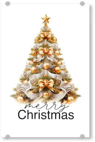 artboxONE Acrylglasbild 150x100 cm Für Kinder Frohe Weihnachten, Goldbaum - Bild Weihnachtsbaum drucken Element