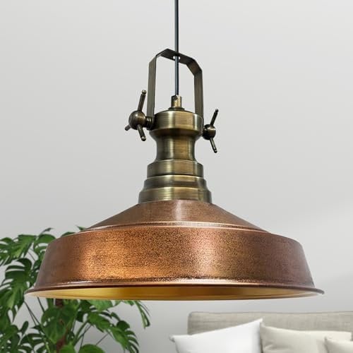 bamyum Asletl Hängelampe Industrial aus Metall Ø41 cm, Küchenlampe Vintage, Hängelampe Esstisch E27, Pendelleuchte Kupferfarbe, Wohnzimmerlampe Hängend Vintage, Pendelleuchte Esstisch