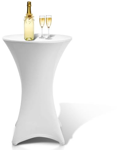 Jopassy 1 x Stehtischhusse Stretch Ø70-75 Weiß Strech Husse Stehtisch Hussen Hochwertige Stehtischhuss für Gartenparty Feier Hochzeit Taufe, Rotwein