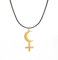 EUEAVAN Collana con simbolo della dea della luna nera per donne gotica Lilith dea sigillo astrologia mezzaluna croce ciondolo Pagan gioielli wiccan regali Lucifero simbolo uomo, Acciaio inossidabile