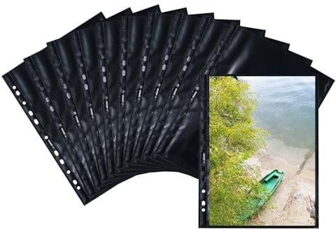 HERMA 7719 Fotohüllen für Ordner, 250 Stück, 20x30 cm, 1 Fach, beidseitig bestückbare Fotophan Fotosichthüllen Sammelhüllen Postkartenhüllen Prospekthüllen mit Eurolochung, schwarz