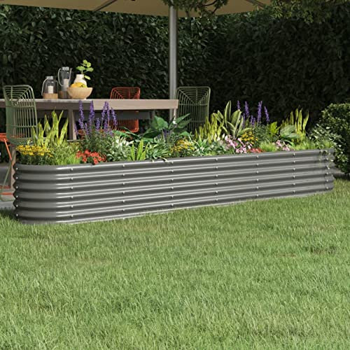 Cosisti jardinière Metal Jardinières extérieures Carre Potager Metal Jardinière Pot de Fleurs Jardinière de Balcon Jardiniere sur Pieds Carre Potager exterieur-Gris-260 x 40 x 36 cm