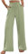 ALSOGO Weite Hose Damen Elegant Breite Hosen High Waist Lose Sommer Palazzo Hose Dehnbar Lounge Lang mit Taschen Hellgrün L
