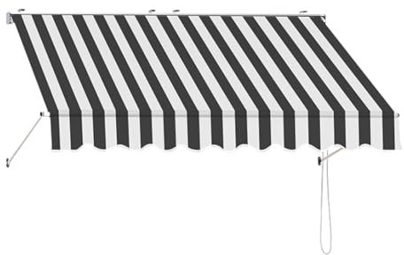 Markise Klemmmarkise,Sichtschutz balkon,Einstellbar Terrassenmarkise,UV-Schutz,Sonnenschutz,Wetterfest,Polyester,Aluminiumrahmen,Balkon sichtschutz,für Fenster, Tür, Veranda, Deck ( Color : Black+WH ,
