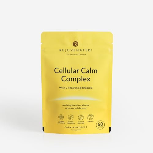 Rejuvenated Cellular Calm Complex - Nootropic & Adaptogen Blend for Stress & Anxiety Relief for Adults - Calming Formula and Stress Relief Supplement with L-Theanine & Rhodiola (60 Capsules)