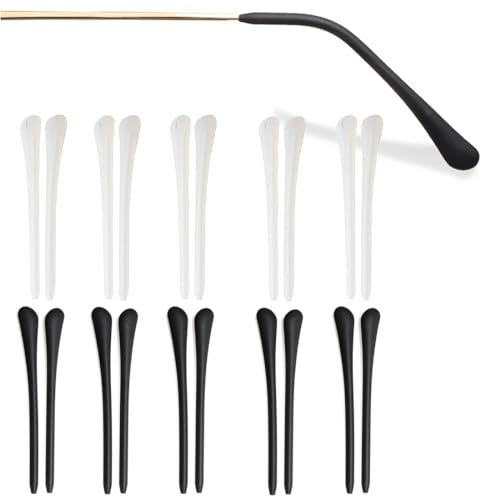 AFCJLTO 10 Paires de Housses en Silicone pour Branches de Lunettes - Antidérapantes, Pièces de Rechange Douces pour Réparation, Accessoires de Remplacement pour Lunettes aux Jambes de Métal Mince