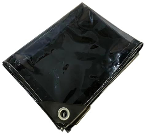Bâche PVC translucide Noire imperméable et résistante 1 x 1 m, 1,5 x 1,8 m, 1 x 2 m, 1,8 x 2,4 m, 2 x 3 m, 3 x 4 m, pour caravanes, piscines, Meubles, couvertures polyvalentes(1x1m)