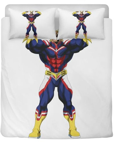 STARSAY Hero Academia Kinder Bettwäsche-Sets Bettbezüge und 2 Kissenbezug bettwäsche 135x200 Junge Mädchen Geschenke Anime Fanartikel deko (All Might)