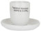 KASANOVA Tazzina caffè con piattino con scritta 135 ml, realizzata in stoneware, scritta decorativa, uso in microonde e lavastoviglie (bianco)