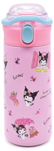 Kuromi Botella Termica, Taza termo de Acero Inoxidable de Dibujos Animado Botella Agua Doble Pared con Aislamiento TéRmico con Popote a Prueba de Fugas Botella para Niños y Adulto 500ml