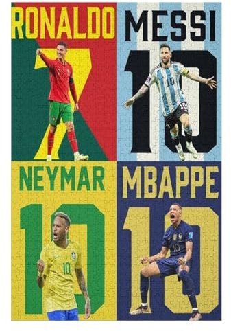 Ronaldo Messi Neymar Mbappe 1000-teiliges Puzzle Für Erwachsene - Wooden Puzzles 1000-teiliges Puzzle Für Erwachsene | Rätsel (75x50) cm