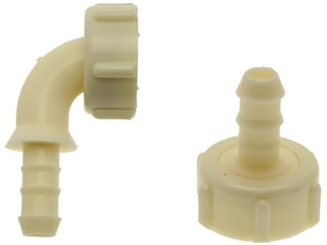 CyberSunrise Washing Machine & Dishwasher Appliance Outlet Hose Connecto Fittings x 2 - Straight Hose Adapter & Angled Hose Adaptor - Both with 3/4 F Nut x 3/8 Tail