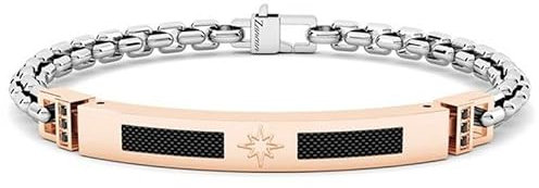 Bracciale uomo Zancan rosa dei venti fibra di carbonio EHB267 con spinelli