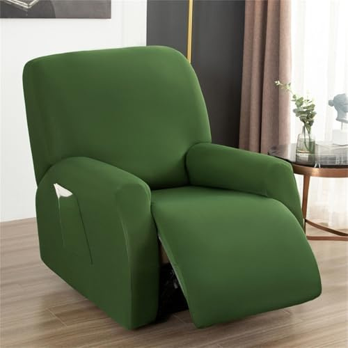 Hearda Sesselschoner für Relaxsessel, Hautfreundlich Stretch Sesselschoner, 4-Teilig Relaxsessel Bezüge, rutschfest Recliner Cover, Waschbar Sesselbezug mit Taschen (Grün)