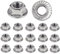 Tuerca de acero inoxidable con base dentada M3 | tuercas arandela con brida para tornillos Ø 3 mm | Autoblocante Hexagonal DIN 6923 / ISO 4161 | Acero inoxidable A2 (V2A/304) Tuerca de seguridad: lote